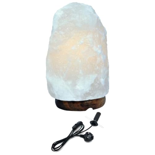 ARA CHOICE Himalayan Salt Lamps 2-3 KG - The Original Natural Himalayan Salt Lamps - Lamp with Wooden Base - Salt Rock Lamp for Bedside Lamps, Home Décor, Night Light & Gifts (White)