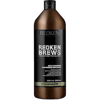 Redken Brews Shampoo, Daily Shampoo For Men, Lightweight Cleanser For All Hair Types,With Protein, Moisturizing, Essentials for Men, Perfect for Suitcase or Gym, 1000 ML