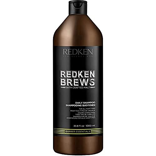 Redken Brews Shampooing quotidien pour les hommes, nettoyant léger pour tous les types de cheveux, avec protéines, hydratant, essentiels pour les homme, parfait pour la valise ou le gymnase, 1000 ML