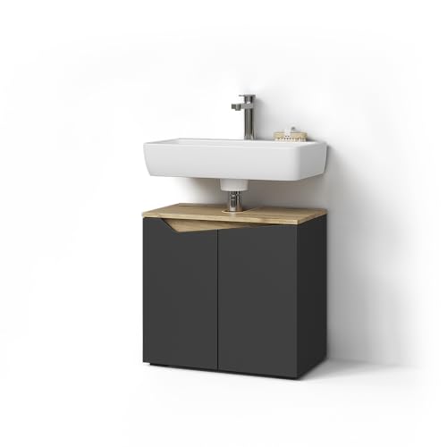 Livinity Waschbeckenunterschrank Timavo, Anthrazit, 60 x 57.5 cm mit 2 Türen