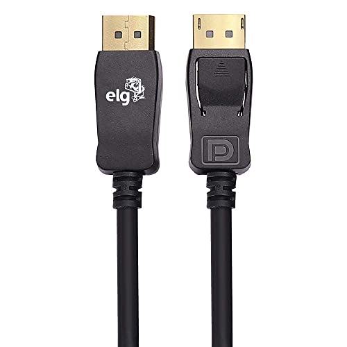 Cabo DisplayPort Premium Para Alta Performance, Suporta 8K, UHDTV, Versão 1.4V, 240Hz, Ultra High Speed 32,4Gbps, 2 Metros, Preto, DP1420, ELG