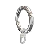 Packungsinhalt: 10 Stück INTERDECO Gardinenstangen Ringe mit Faltenhaken/Gardinenringe in Chrom-farbig/Kunststoff für 28 mm Ø (10 Stück)