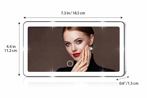 Image of Car Sun Visor LED Makeup Mirror with Touch Control, Rechargeable, Adjustable Light Modes