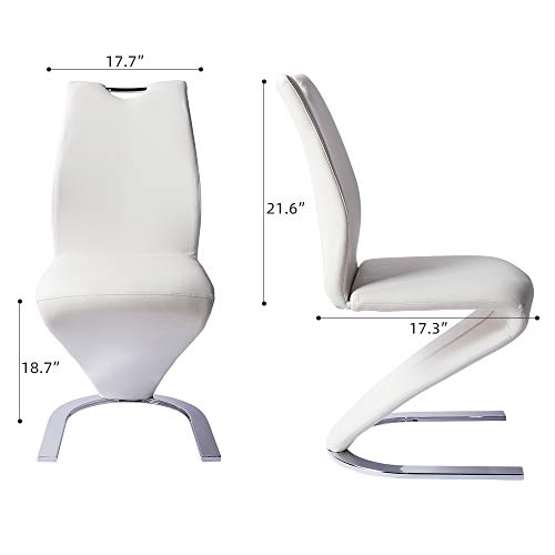 Hipihom Mermaid Dining Chairs Set Of 2,Modern Kitchen Dining Room Chairs Armless Upholstered Side Chairs In Pu Leather Cushion Seat And Sturdy Metal Legs,White #TOP1