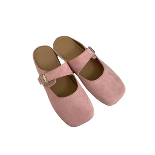 SJFYB Mules de Mujer Zapatillas De Mula con Los Dedos Cerrados En Color Caramelo para Mujeres-Rosa-38