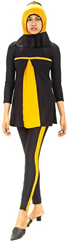 Burkini Negro Y Morado – Combinación De Traje De Baño con Velo (44)