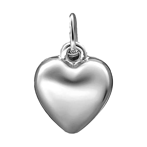 925 Sterling Silver Small Cute Puffed Heart Charm Pendant Bracelet Jewelry Polished Tiny Heart Jewelry Gifts for Women (1)