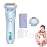 2026 Glisse Pro Neujahrs Starter Set, Rasierer Damen, 2-in-1 Doppelkopf Intimrasierer, Elektrorasierer Körpertrimmer, IPX7 Wasserdicht Damenrasierer Elektrisch Gesichtshaarentferner für Frauen (Blau)