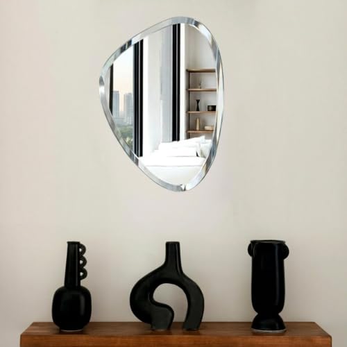 Image of Creative Arts n Frames 8x12 inch 5mm Thick Beveled Smooth Edges Frameless Wall Mount HD Mirror Home Office Hotel Decor for Living Restroom Bedroom Bathroom (Irregular Shape 8x12 inch HD Mirror)