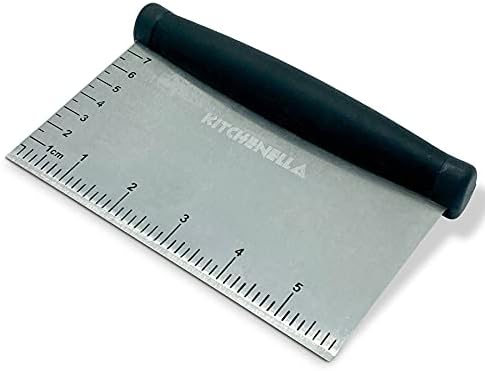 Stainless Steel Metal Griddle Bench Scraper with TPR Plastic Handle Ideal Dough Cutter for Bread and Pizza Dough - Multipurpose Kitchen Utensil for Flat Top Griddle - Commercial Grade Chopper