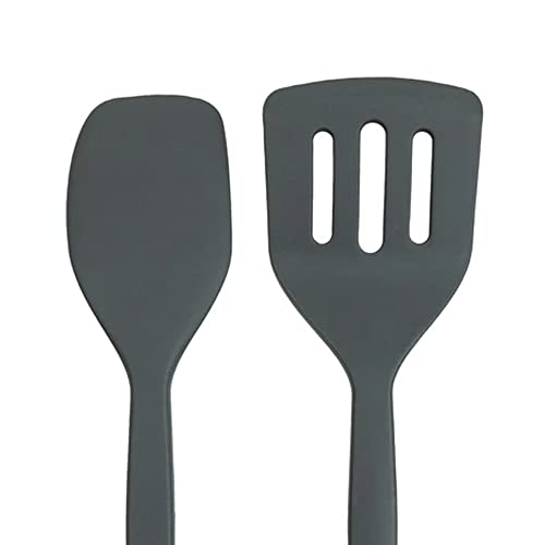 Tovolo Elements Silicone Spatula Turner Set Kitchen Utensils Heat Resistant 600F Easy Clean Dishwasher Safe Nonstick Spatula Turner Bundle Cookware for Cooking Baking Mixing Tools, Charcoal Gray by Tovolo - Used condition - Image 2