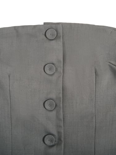 Women's 2 Piece Work Outfit Strapless Button Down Tube Top and Pants Elegant Set3