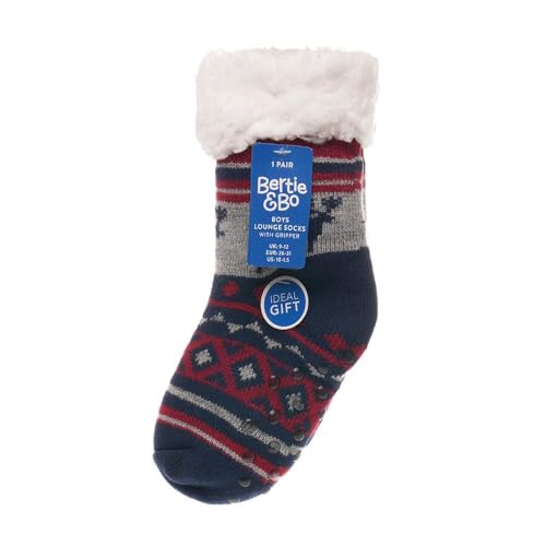 Premium Boys Fluffy Sherpa Fleece Lined Christmas Socks Non Slip Reindeer Design Super Soft Warm Cosy Socks2