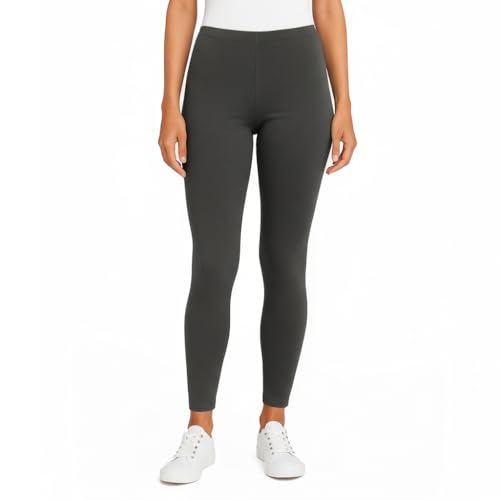 City Threads Women's Leggings 100% Cotton Made in USA - Sensory Friendly, Soft Stretch, Comfortable for Yoga, Sports & Daily Wear, Gray, XXL