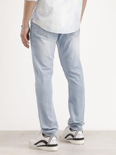 Image of WROGN Men's Cotton Stretch Jeans | Solid | Slim Fit | Mid Rise
