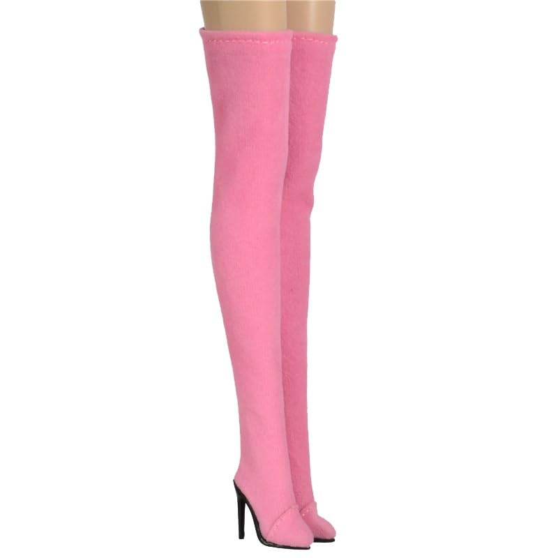 AMITD 1/6 Scale Female Soldier Model Figure Doll Shoes High Heeled Boots Y71 for 12" Movable Doll Action Figure，Doll Miniatures Accessories Doll(Pink)