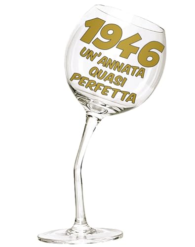 Bombo Bicchiere in Vetro Calice storto per compleanno 80 anni - 440 ml