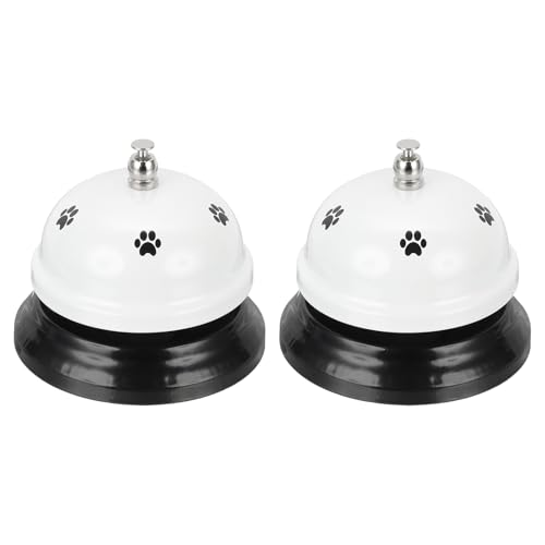 sourcing map Lot de 2 sonnettes d'appel de service de bureau, 7,5 cm en métal pour hôtel, restaurant, réception et événements de fête de mariage, blanc