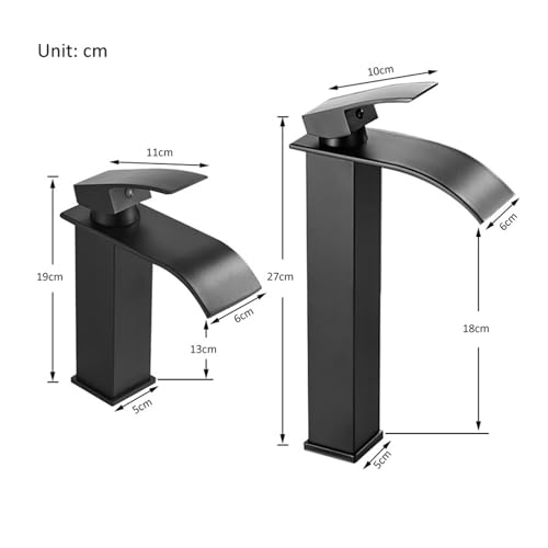 Grifo de lavabo cascada negro monomando mezclador para baño 4