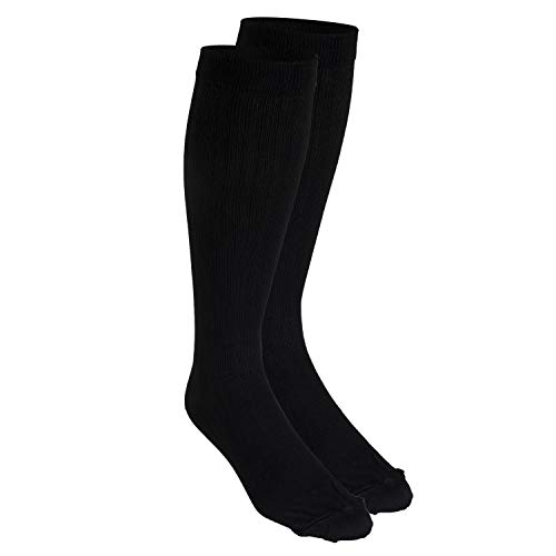 Image of NuVein Men's Compression Socks, 8-15 mmHg Support, Dress Trouser Style, Over Calf Knee High, Black, X-Large