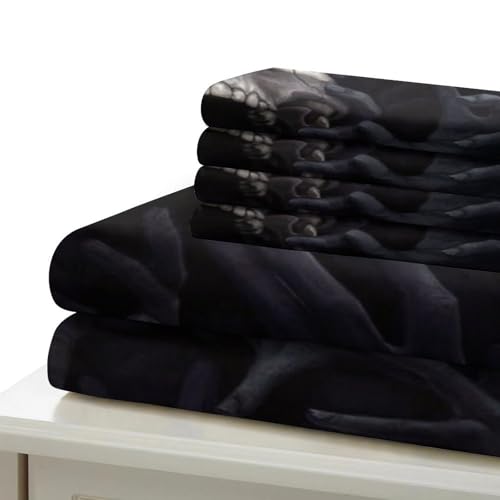 Parure de lit microfibre résistante 140x200 cm avec imprimé skull 3D - 7