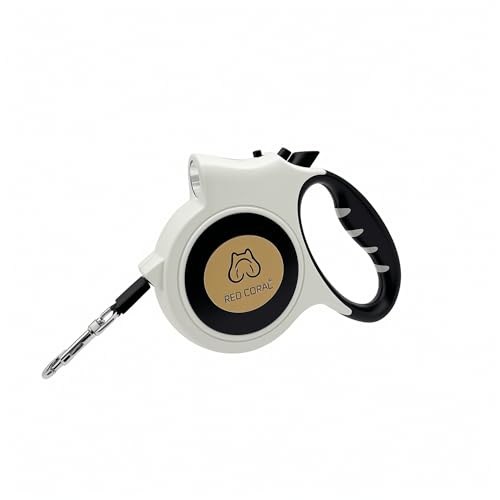 Laisse rétractable blanche de 5m pour chien avec lampe LED - 3