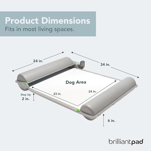BrilliantPad Smart Indoor Dog Potty for Small Pets | Self Cleaning with Odor Control, AI Health Monitoring, Puppy Training Alternative to Grass Turf | Includes 1 Absorbent Pad Roll & Smartphone App