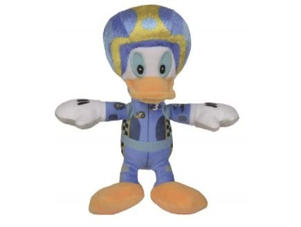 cavernedesjouets Peluche Donald Pilote de Course 20 cm - Jouet Roadster Racers - Set Doudou Enfant + Carte Animal