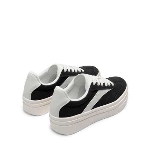 DREAM PAIRS DREAM PAIRS Women's Platform Sneakers Walking Val Tennis Lace-Up Comfortable Casual Fashion Sneakers Shoes.,Size 10,Black/White,SDFN2455W