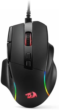 Redragon M925 Wired Gaming Mouse, 24,000 Max DPI Optical Gaming Mouse with 10 Programmable Buttons, Ergonomic Natural Grip Build, Software Supports DIY Keybinds & DPI, Black