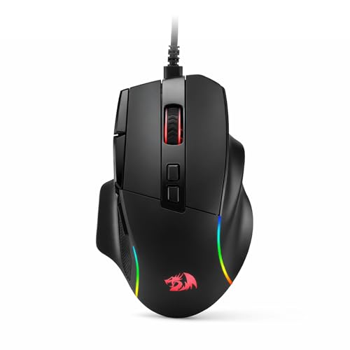 Redragon M925 Wired Optical Gaming Mouse 24000 DPI Remapping Keys | Stable Lag-Free Connection, Smooth Precise Tracking, Programmable Button, Vibing Backlight, Ergonomic Grip Body Comfort