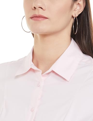 Image of Marks & Spencer Womens Solid Polyester Blend Collared Neck Regular Fit Shirt