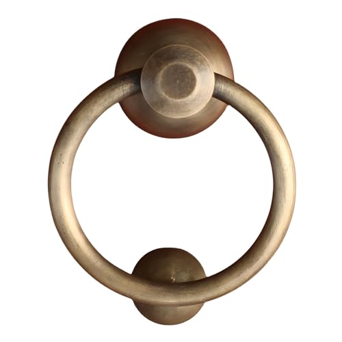 YXLYFDLY llamador Puerta Exterior Tirador de Anillo de Puerta de Bronce, Aldaba de Puerta Decorativa Y Tirador de Puerta Vintage, No Se Deforma Fácilmente(Brass,8cm/3.14in)
