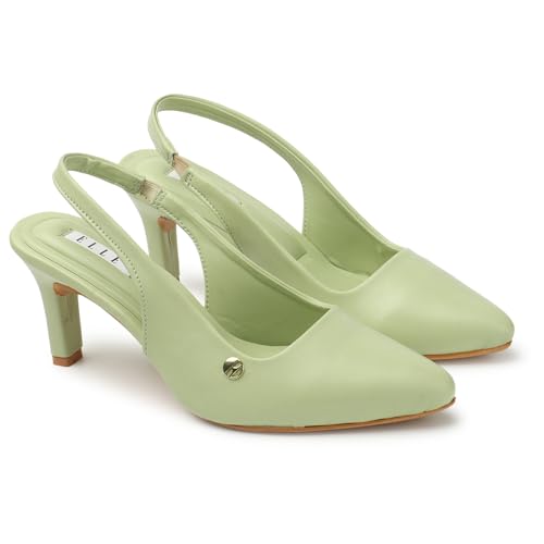 Image of ELLE Women Stylish and elegant Slingback Kitten Heel Mule Sandal