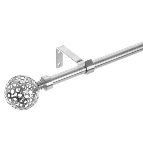 LOLAhome Set de Barra de Cortina Extensible de 160 a 300 cm, 2 escuadras y 2 terminales Cromo de Metal