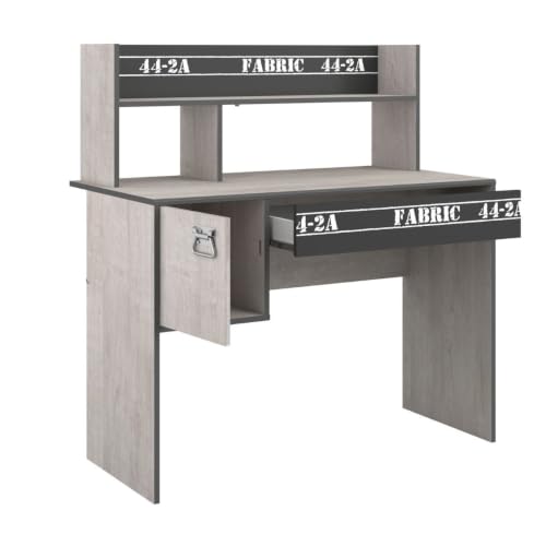 Bureau avec rangements aspect bois grisé et sérigraphies modernes Ziggy - 5