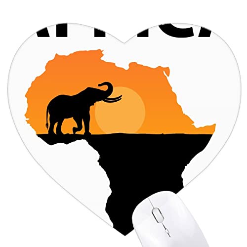Tapis de souris éléphant d'Afrique savane en coeur cadeau idéal nature