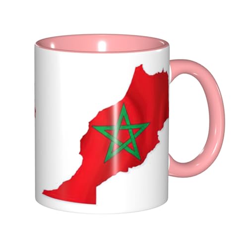Imagen de JEJEA Taza de cerámica con diseño de mapa de la bandera de Marruecos