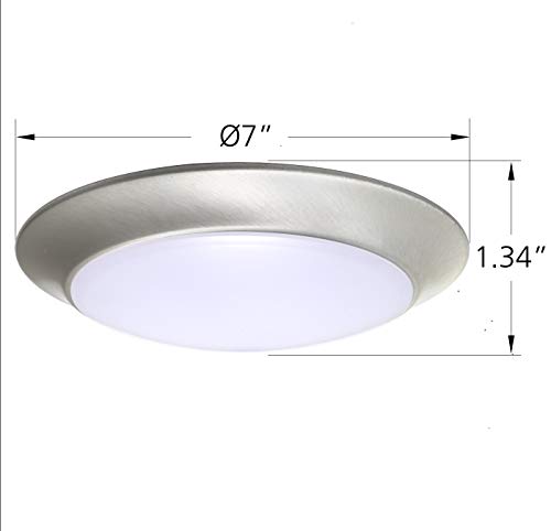 Gruenlich Led Flush Mount Ceiling Lighting Fixture, 7 Inch Dimmable 11.5W, 900 Lumen, Aluminum Housing Plus Pc Cover, Etl And Damp Location Rated, 2-Pack, Nickel Finish-3000K #TOP4