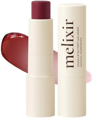 Melixir Vegan Lip Butter #10 Flutter(Tinted) (+11 more colors) 0.13oz, Bee Free, Petrolatum Free, Deep Nourishing Plant-Based Vegan Chapstick, Vegan Lip Balm for Dry, Cracked and Chapped Lips