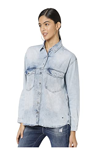 Image of Spykar Women Cotton Regular Fit Full Sleeves Shirt