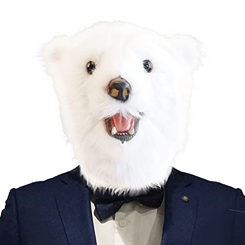 CreepyParty Polar bear Head Mask Novelty Halloween Costume Party Animal Cosplay Masks Plush Bear