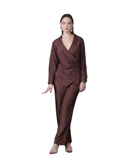 jisora Women's Russian Silk Brown Co-ord Set-picture-23