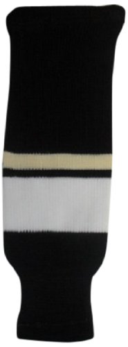 DoGree Hockey Pittsburgh Knit Hockey Socks, Black/Beige/White, Junior/24-Inch