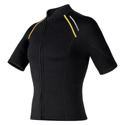 Trajes de neopreno de 1.5 mm para hombre, camiseta de protección de manga corta, traje de baño profesional (negro, S)