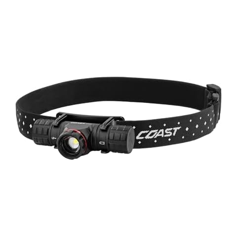 Coast XPH30R 1200 Lumen USB-C Rechargeable Dual Power Headlamp with Twist Focus Beam and Magnetic Base Cover