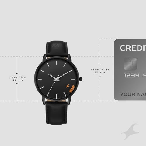Image of Fastrack Stunners X Quartz Analog with Black Dial Black Leather Strap Watch for Men - 38159NL03