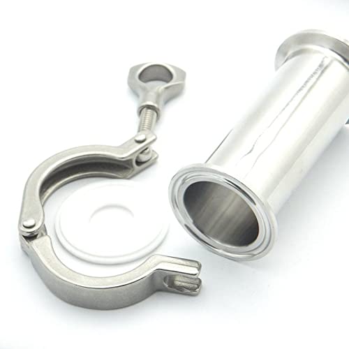 Sanitary Pipe Fitting Set 1.5" 38mm OD Sanitary Spool Tube 50.5mm Ferrule +PTFE Gasket +Tri Clamp Length 18" 458mm