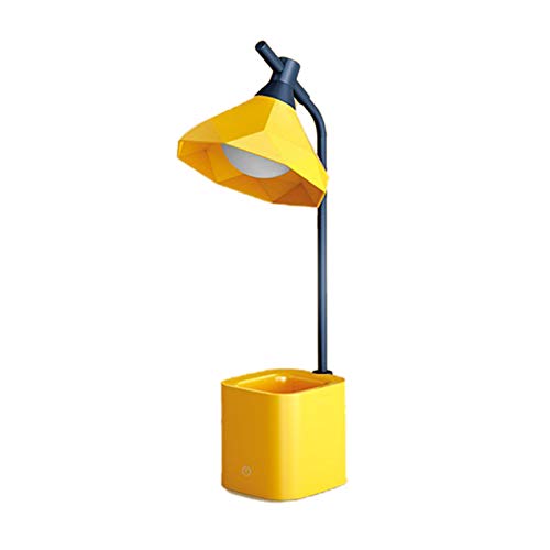Luntus Lampe de Bureau avec Porte-Crayon, Lampe LED Rechargeable 3 Niveaux de Gradation Luminosité RéGlable Lampe de Bureau pour Adolescents, Jaune