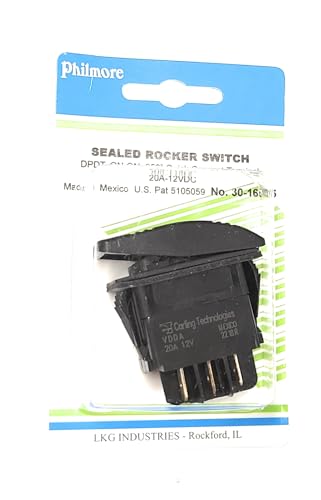 Marine Grade DPDT Rocker Switch, 20 Amp, 6 Quick Connect Terminals, 1.45